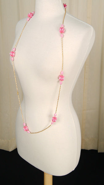 Extra Long Pink & Gold Necklace Cats Like Us