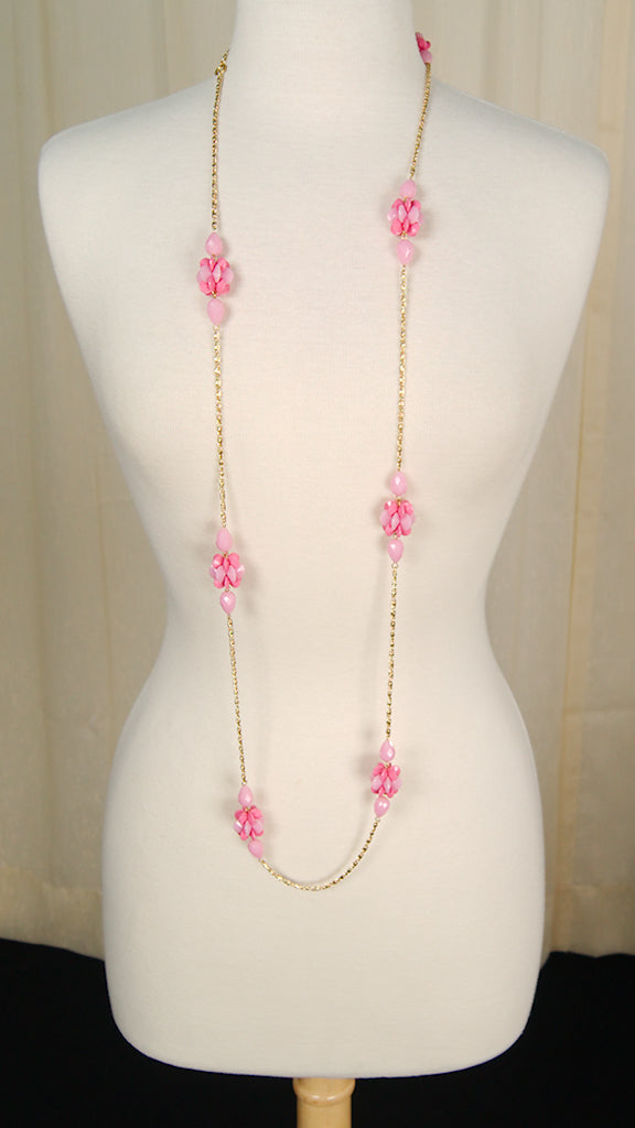 Extra Long Pink & Gold Necklace Cats Like Us