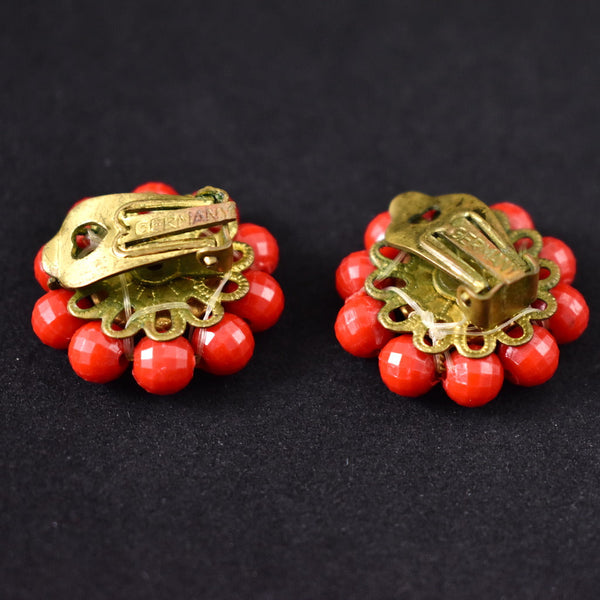 Faceted Red Cluster Vintage Earrings Cats Like Us