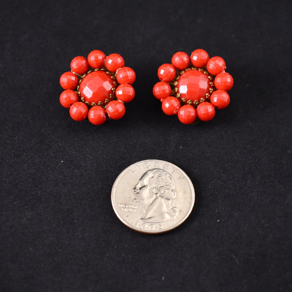 Faceted Red Cluster Vintage Earrings Cats Like Us