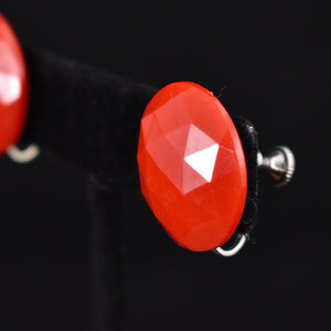 Faceted Red Dot Vintage Button Earrings Cats Like Us