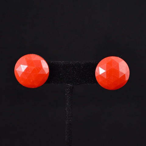 Faceted Red Dot Vintage Button Earrings Cats Like Us