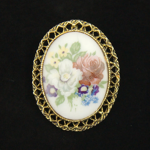 Floral Cameo Brooch Pendant Cats Like Us