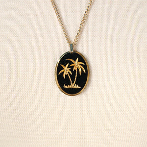 Gold Etched Palm Tree Necklace Cats Like Us