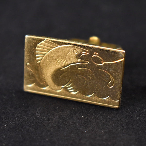 Gold Fishing Cufflinks Cats Like Us