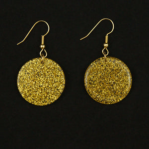 Gold Glitter Disc Earrings Cats Like Us