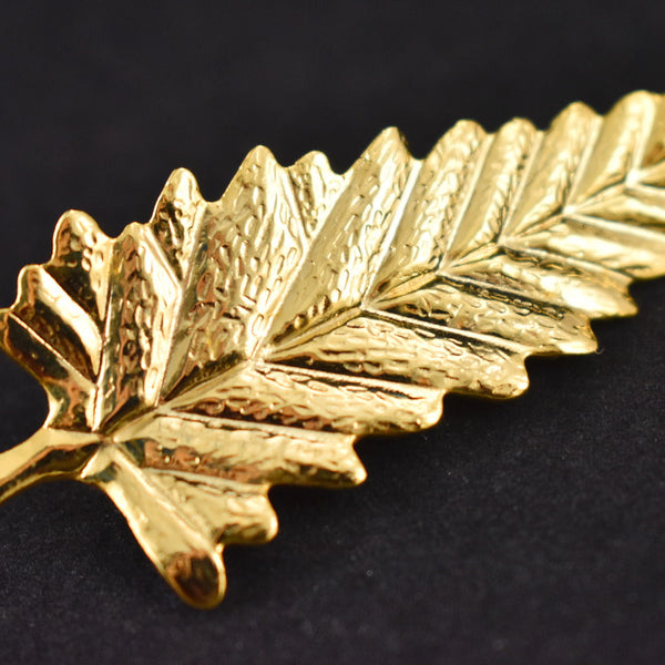 Gold Long Lightweight Leaf Pin Cats Like Us