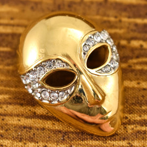 Gold Mask Rhinestone Brooch Cats Like Us