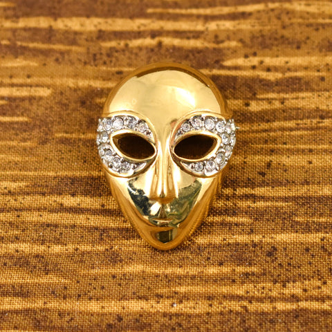 Gold Mask Rhinestone Brooch Cats Like Us