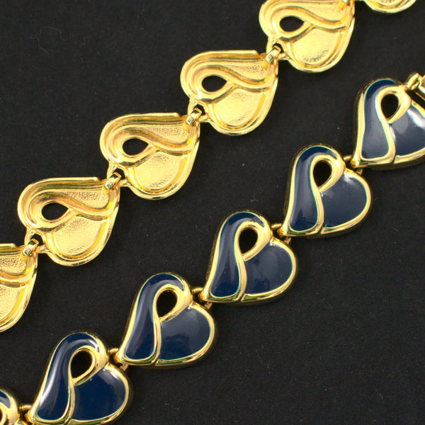 Gold & Navy Heart Necklace Cats Like Us