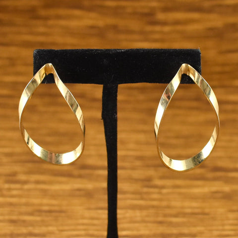 Gold Oval Ribbon Earrings Cats Like Us