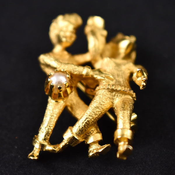 Gold Pearl Dancers Brooch Cats Like Us