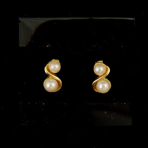 Gold Pearl Swirl Earrings Cats Like Us