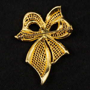 Gold Rhineshone Bow Brooch Cats Like Us