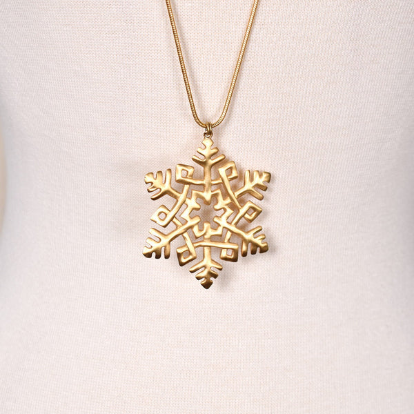 Gold Snowflake Pendant Necklace Cats Like Us