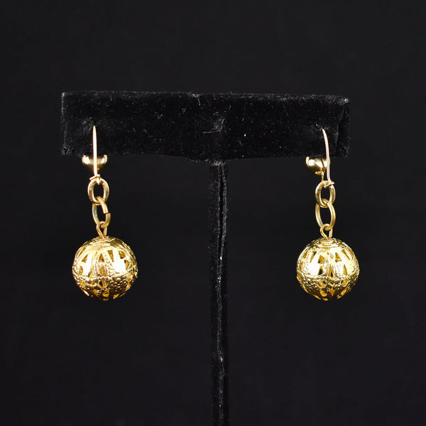 Gold Sphere Dangling Earrings Cats Like Us
