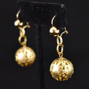 Gold Sphere Dangling Earrings Cats Like Us