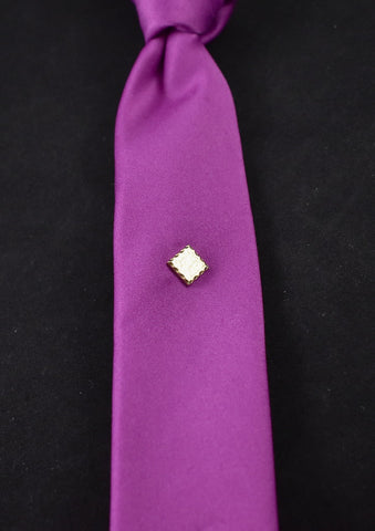 Gold Square Etched Tie Tack Cats Like Us