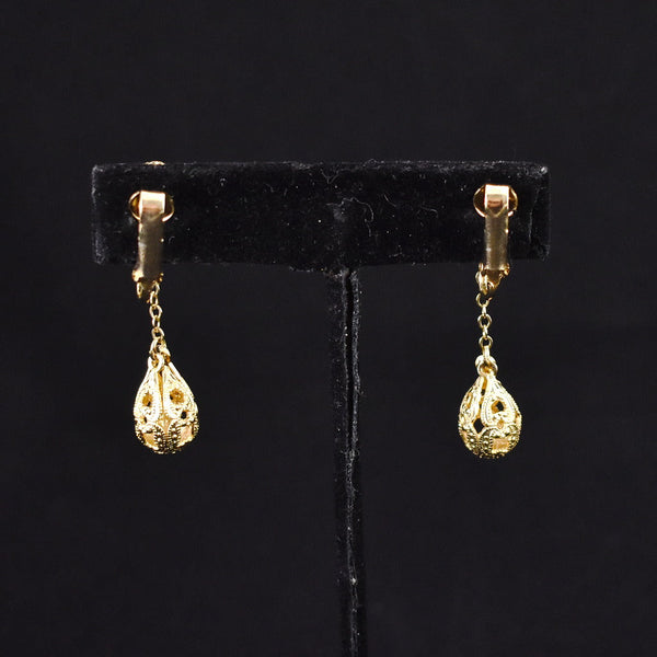Gold Teardrop Dangling Vintage Earrings Cats Like Us