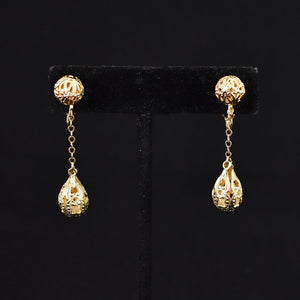 Gold Teardrop Dangling Vintage Earrings Cats Like Us