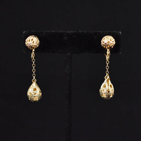 Gold Teardrop Dangling Vintage Earrings Cats Like Us