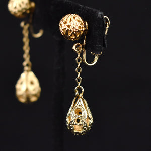 Gold Teardrop Dangling Vintage Earrings Cats Like Us