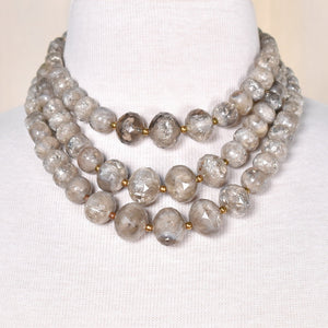 Gray Crackle Bead Vintage Necklace Cats Like Us