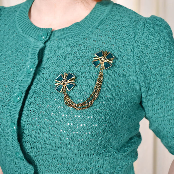 Green Cute Cropped Cardigan Cats Like Us