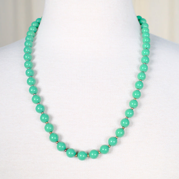 Green & Gold Bead Necklace Cats Like Us