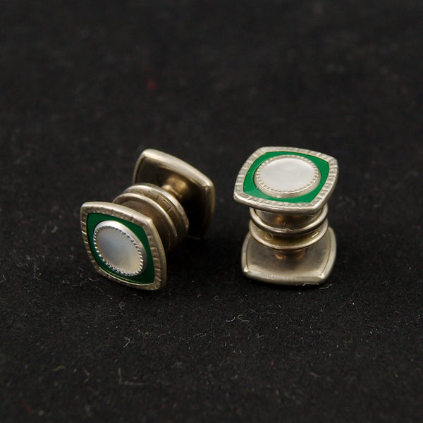 Green Mother of Pearl Cufflinks Cats Like Us