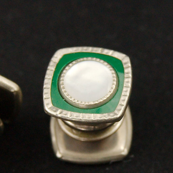 Green Mother of Pearl Cufflinks Cats Like Us