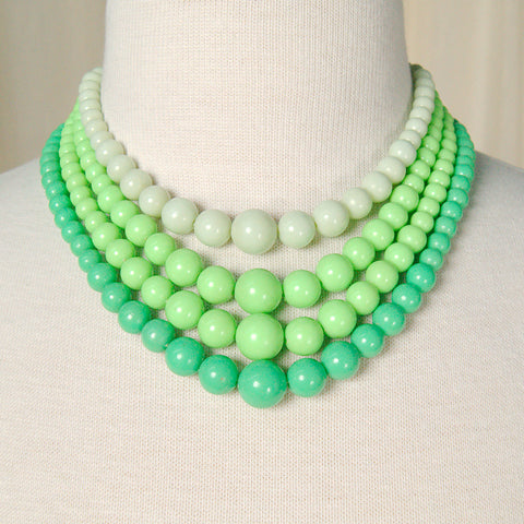 Green Multi Strand Necklace Cats Like Us