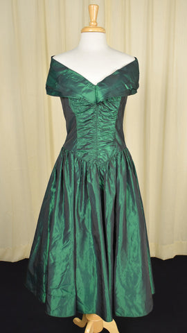 Gunne Sax by Jessica McClintock Vintage 80s does 1950s Emerald Dress Cats Like Us