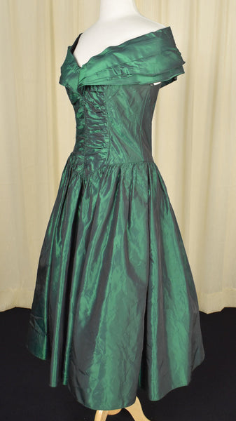 Gunne Sax by Jessica McClintock Vintage 80s does 1950s Emerald Dress Cats Like Us