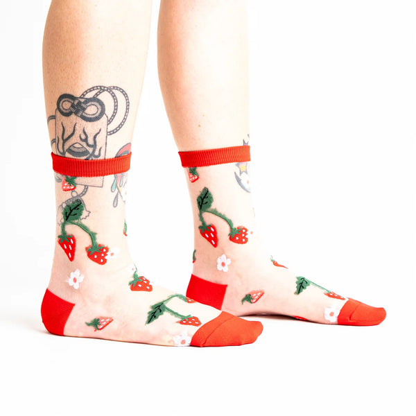Berry Cute Strawberry Sheer Socks