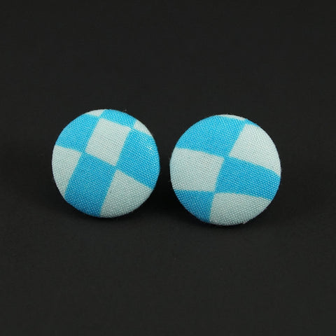 Harlequin Blue Button Earrings Cats Like Us