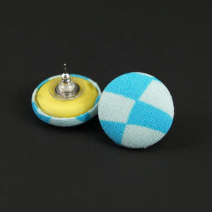 Harlequin Blue Button Earrings Cats Like Us