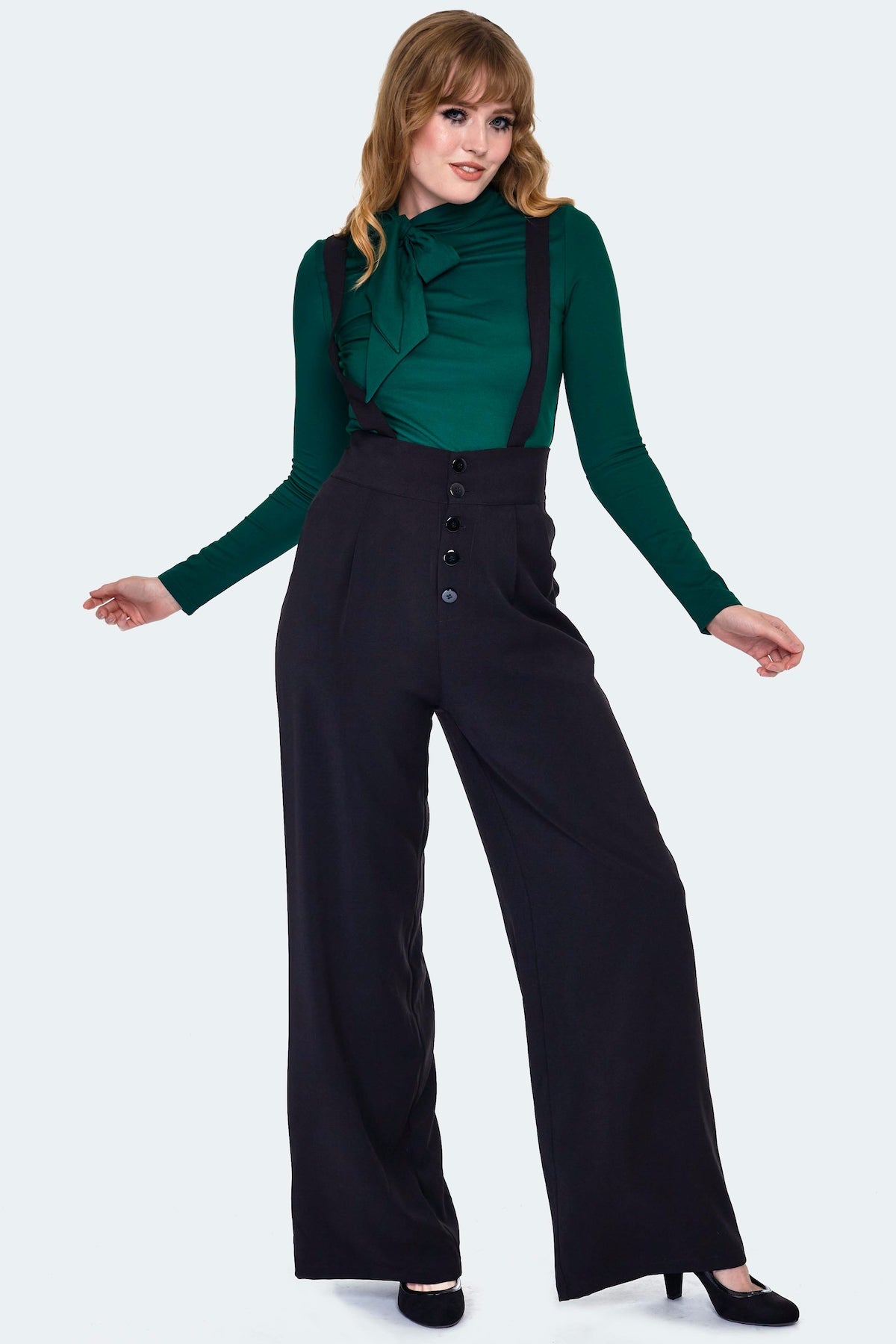 high waisted dress pants with suspenders Vintage Style High Waist Trousers in Wool Flannel With Brown Checks Waist 42 Large