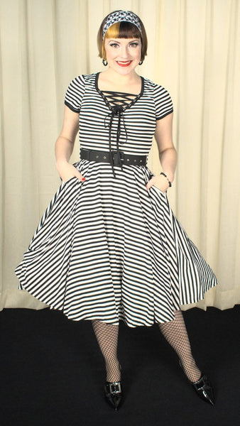 Houdini Striped Womens Halloween Goth Swing Dress by VooDoo Vixen