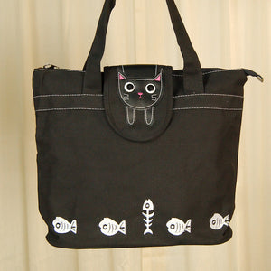Hungry Black Kitty Cat Totebag Cats Like Us