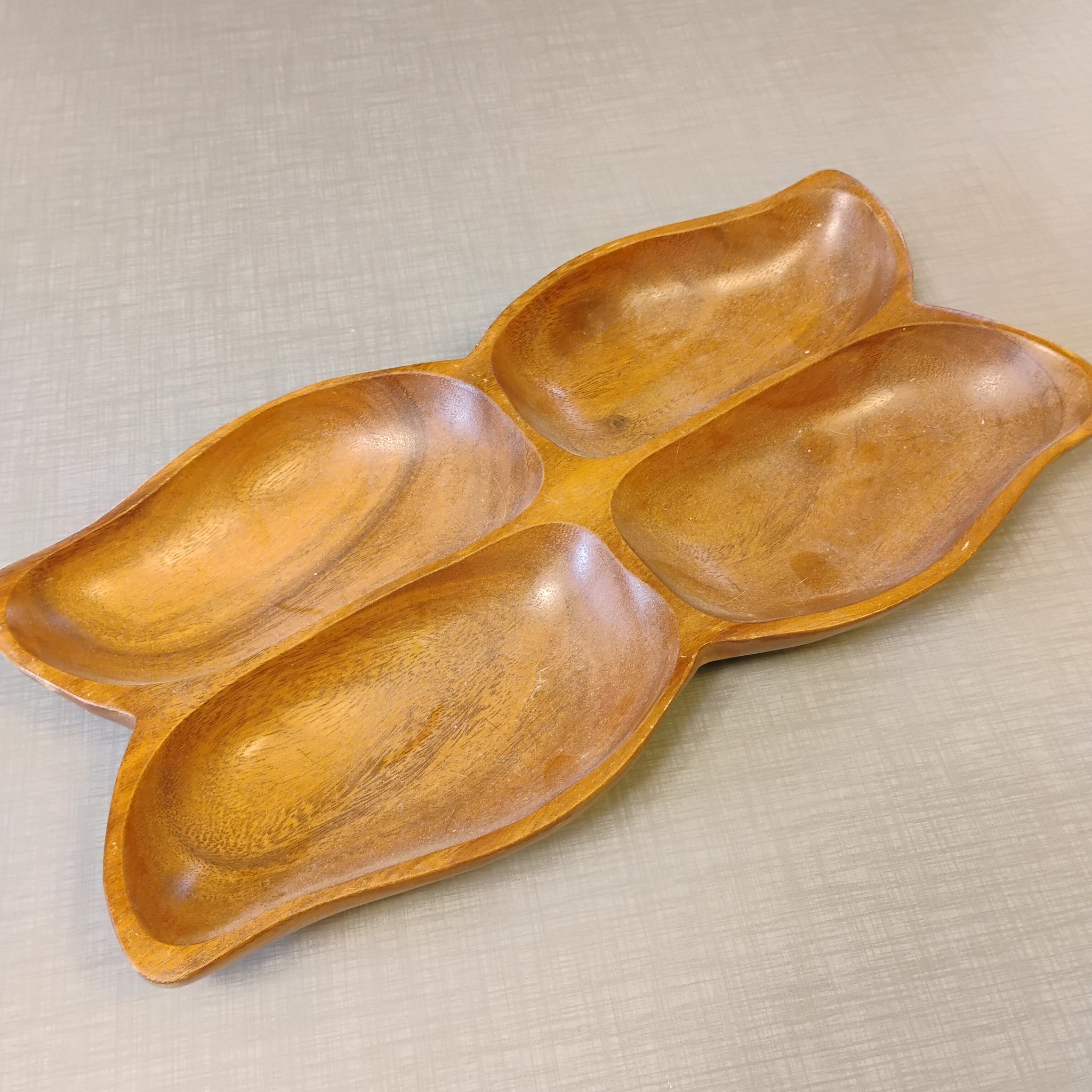 Vintage Teak Divided Serving Dish