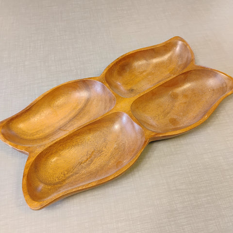 Vintage Teak Divided Serving Dish