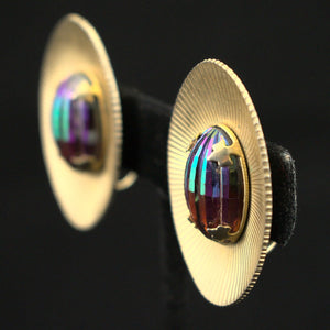 Iridescent Oval Vintage Earrings Cats Like Us