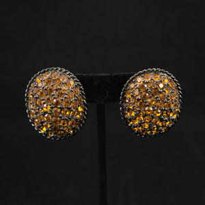 Large Amber Rhinestone Vintage Earrings Cats Like Us