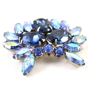 Large Blue Rhinestone Brooch Cats Like Us
