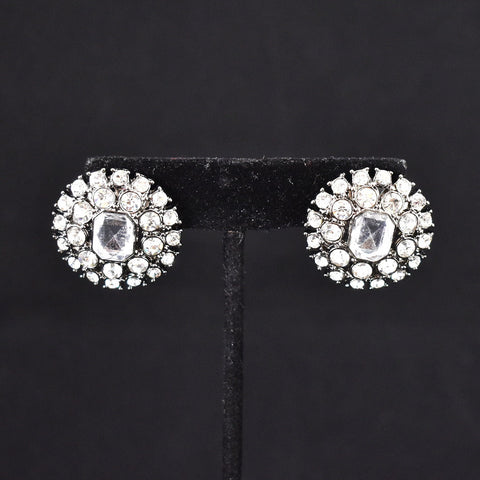 Large Round Rhinestone Earrings Cats Like Us