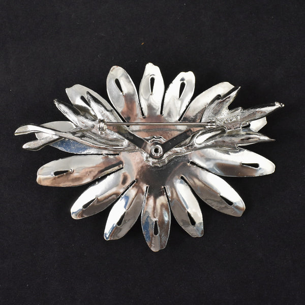 Large Silver Coro Flower Brooch Cats Like Us