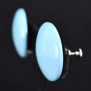 Large Sky Blue Vintage Button Earrings Cats Like Us