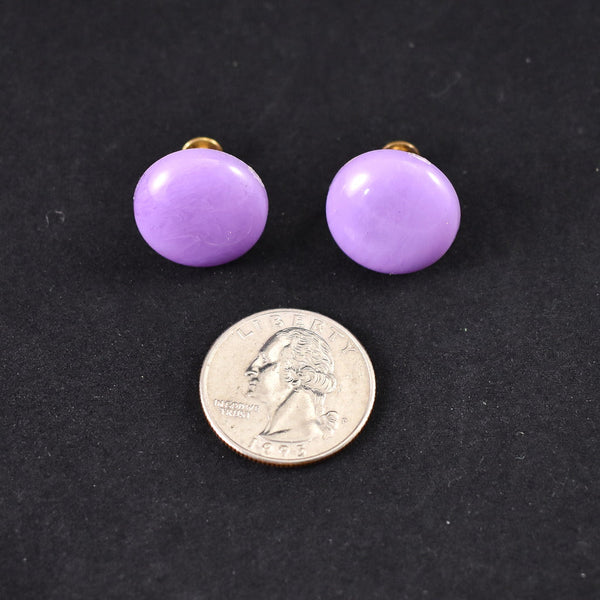 Lavender Dot Vintage Button Earrings Cats Like Us