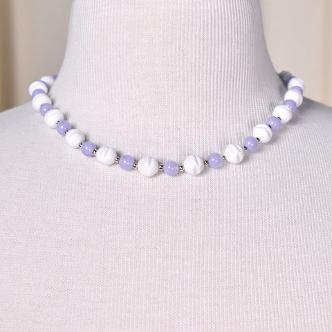 Lavender & White Bead Necklace Cats Like Us